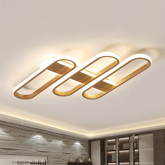 Modern Oval Led Gold Ceiling Lamp – Acrylic Flush Mount Lighting In Warm/White Light - Ideal For