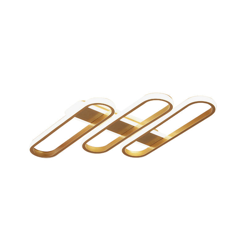 Modern Oval Led Gold Ceiling Lamp Acrylic Flush Mount Lighting In Warm/White Light - Ideal For