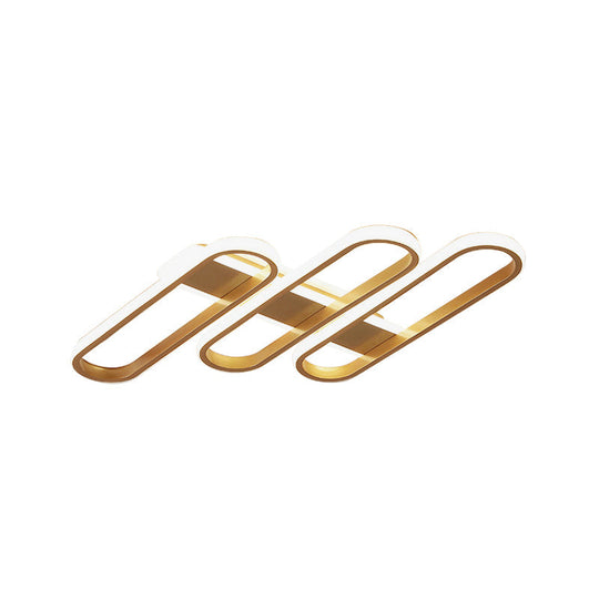 Modern Oval Led Gold Ceiling Lamp Acrylic Flush Mount Lighting In Warm/White Light - Ideal For