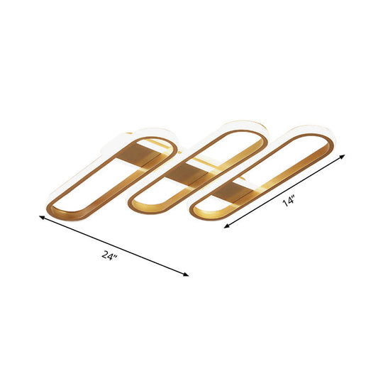 Modern Oval Led Gold Ceiling Lamp – Acrylic Flush Mount Lighting In Warm/White Light - Ideal For