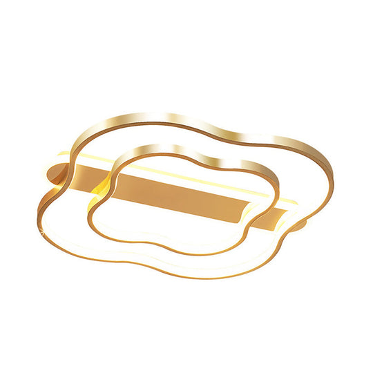 Nordic Led Gold Floral Ceiling Light- Elegant Flush Mount Lamp (21/25.5) - Warm/White Light Options