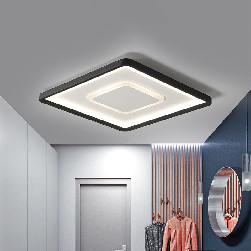 Modern Led Ceiling Light - Aluminum Square Flush Mount Lamp In Black 16’/19.5’ Wide Stepless