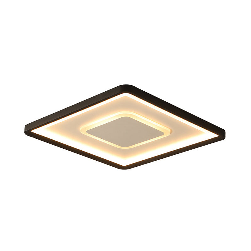 Modern Led Ceiling Light - Aluminum Square Flush Mount Lamp In Black 16/19.5 Wide Stepless Dimming
