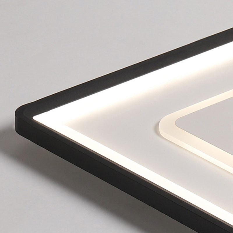 Modern Led Ceiling Light - Aluminum Square Flush Mount Lamp In Black 16’/19.5’ Wide Stepless