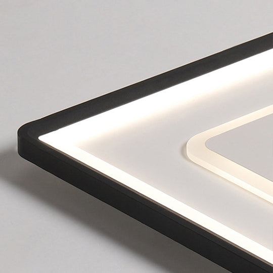 Modern Led Ceiling Light - Aluminum Square Flush Mount Lamp In Black 16/19.5 Wide Stepless Dimming