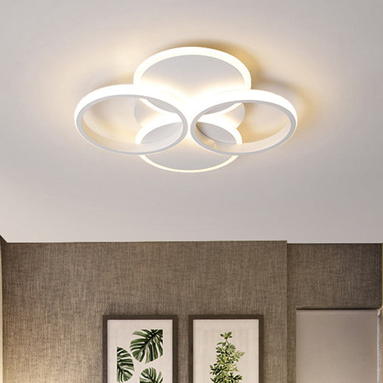 Simple Led Ceiling Mount Lighting Fixture In Warm/White Light With Acrylic Ring - Black/White