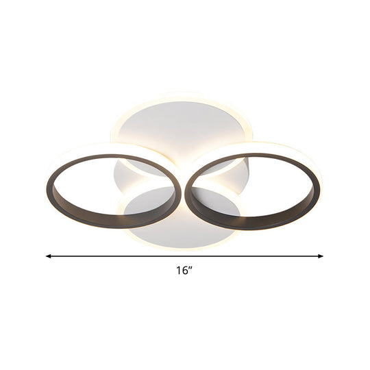 Simple Led Ceiling Mount Lighting Fixture In Warm/White Light With Acrylic Ring - Black/White
