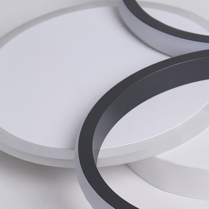 Simple Led Ceiling Mount Lighting Fixture In Warm/White Light With Acrylic Ring - Black/White