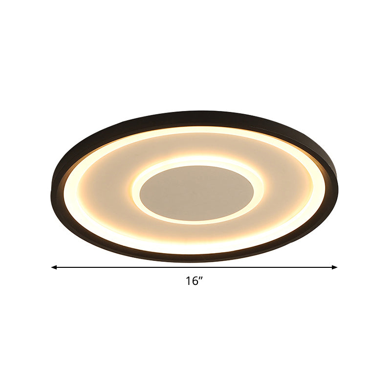 16’/19.5’ Wide Contemporary Black Tray Led Ceiling Lamp - Flush Mount Metal Lighting With