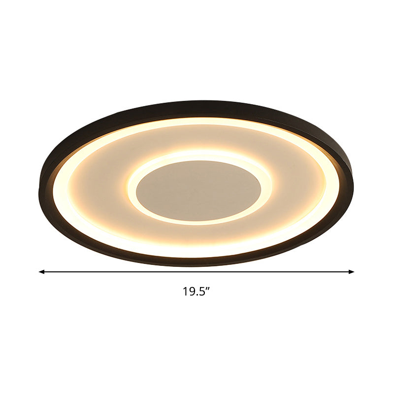 16’/19.5’ Wide Contemporary Black Tray Led Ceiling Lamp - Flush Mount Metal Lighting With