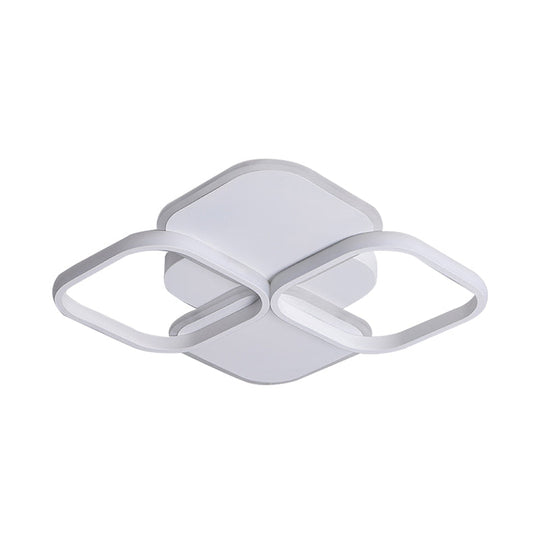 Modern Led Rhombus Ceiling Light In White/Black 16/19.5 Wide Flush Mount Acrylic Lamp