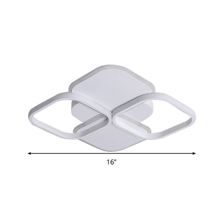 Modern Led Rhombus Ceiling Light In White/Black 16’/19.5’ Wide Flush Mount Acrylic Lamp