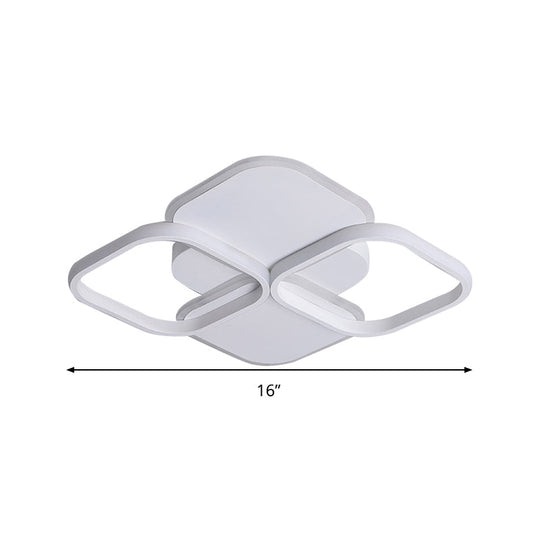 Modern Led Rhombus Ceiling Light In White/Black 16’/19.5’ Wide Flush Mount Acrylic Lamp