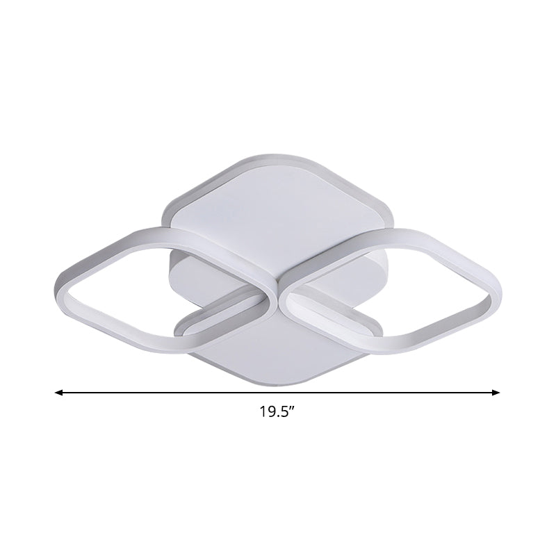 Modern Led Rhombus Ceiling Light In White/Black 16’/19.5’ Wide Flush Mount Acrylic Lamp