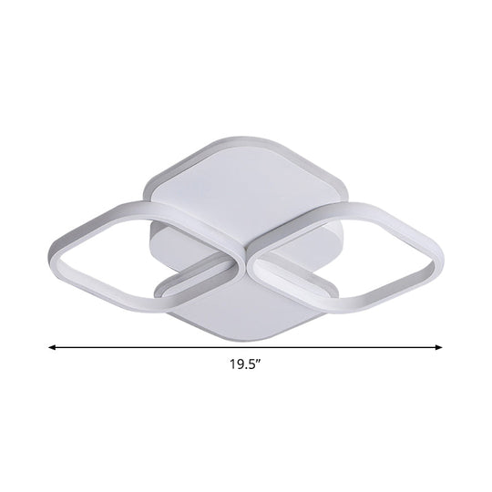 Modern Led Rhombus Ceiling Light In White/Black 16/19.5 Wide Flush Mount Acrylic Lamp