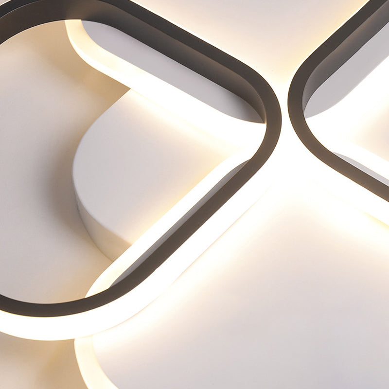 Modern Led Rhombus Ceiling Light In White/Black 16’/19.5’ Wide Flush Mount Acrylic Lamp