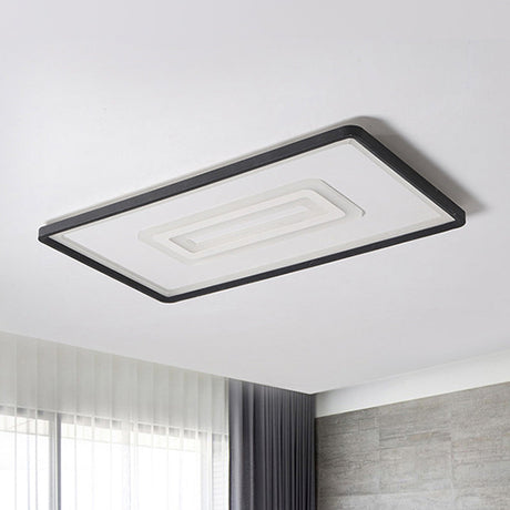 Dual Rectangle Flush Nordic Style Black Metal Light - 35.5/43 Width Warm/White Stepless Dimming With