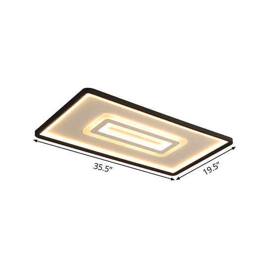 Dual Rectangle Flush Nordic Style Black Metal Light - 35.5/43 Width Warm/White Stepless Dimming With