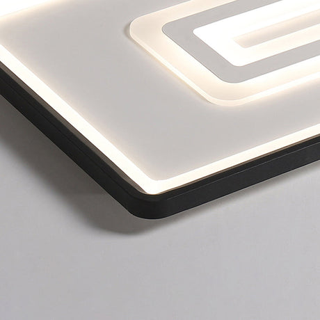 Dual Rectangle Flush Nordic Style Black Metal Light - 35.5’/43’ Width Warm/White Stepless
