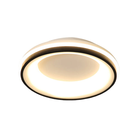 Modern Nordic Drum Flush Mount Led Ceiling Light In Metallic Black With Stepless Dimming Control -
