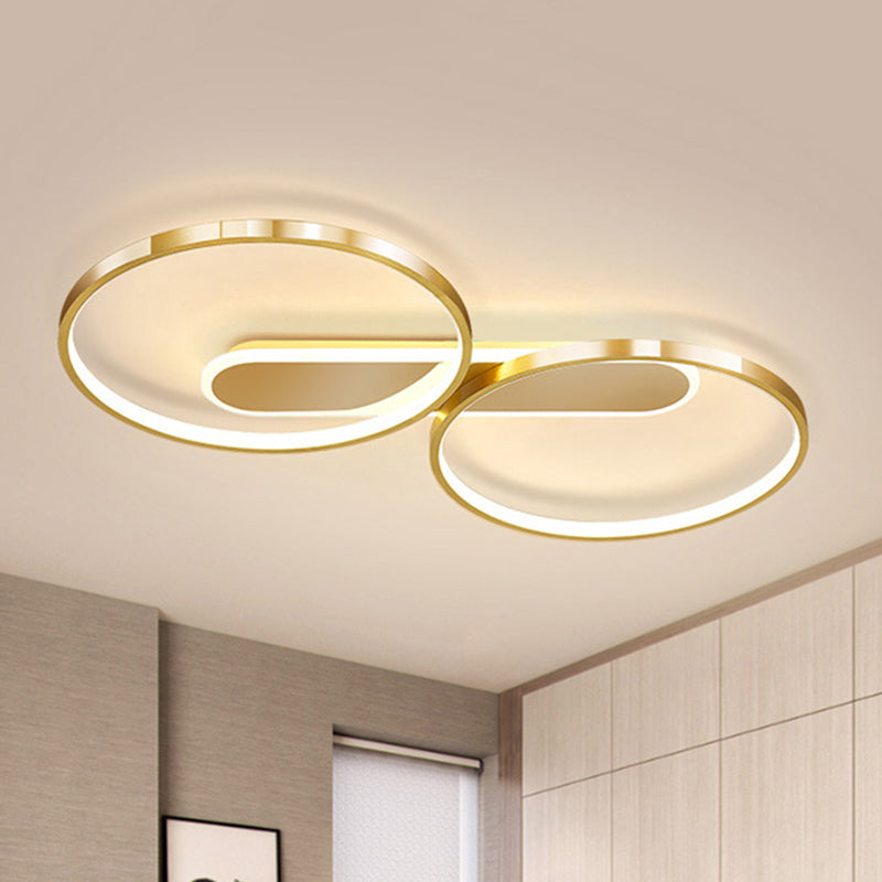Modern Acrylic Led Gold Flush Mount Ceiling Light With Halo-Like Ring Design In Warm/White 22.5/31