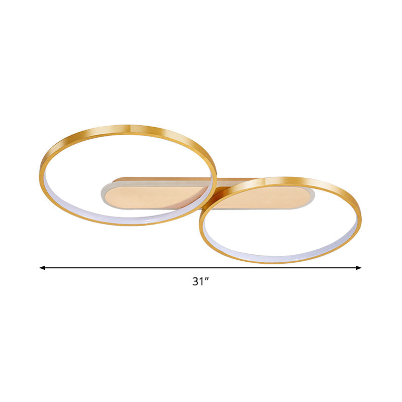 Modern Acrylic Led Gold Flush Mount Ceiling Light With Halo - Like Ring Design In Warm/White