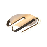 Modernist Led Black And White Curved Ceiling Mount Lamp With Warm/White Light