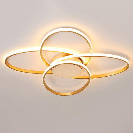 Gold Flush Mount Nordic Led Ceiling Light For Living Room With Overlapping Acrylic Design
