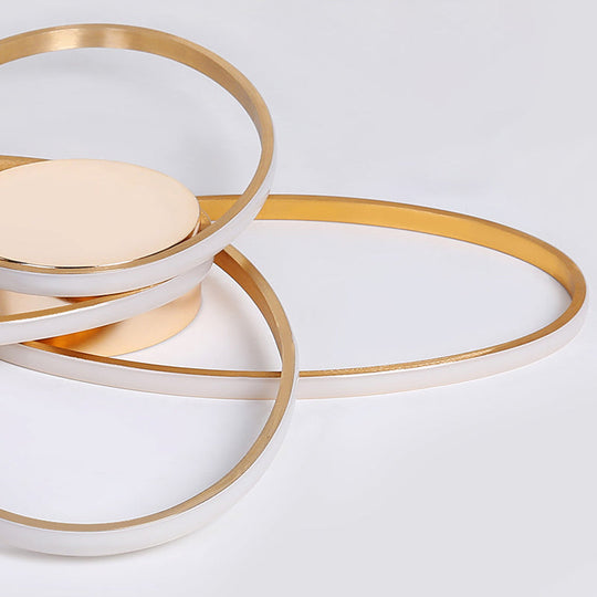 Gold Flush Mount Nordic Led Ceiling Light For Living Room With Overlapping Acrylic Design