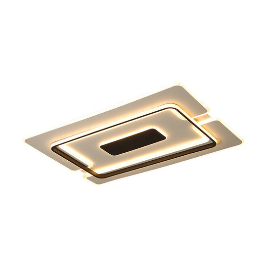 Modernist Led Aluminum Flushmount Ceiling Lamp - 35.5’/45’ Wide Black Long Frame Warm/White