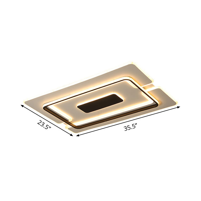 Modernist Led Aluminum Flushmount Ceiling Lamp - 35.5/45 Wide Black Long Frame Warm/White Light