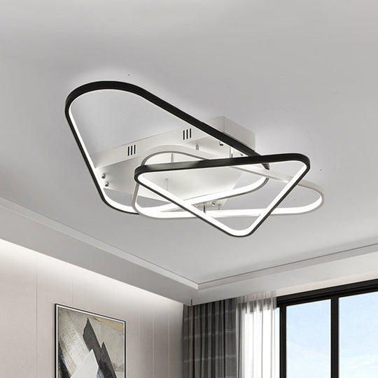 Modern Overlapping Acrylic Ceiling Light - Led Black/White Semi Flush Mount 33’/42’ Width