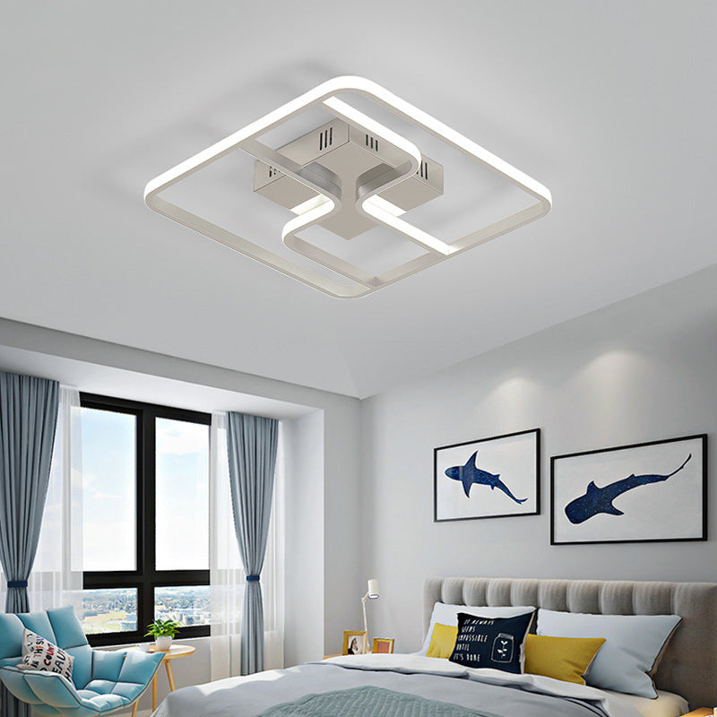 Sleek & Stylish Acrylic Square Led Ceiling Flush Mount Lighting Fixture (18’ 23.5’ W) In Chrome