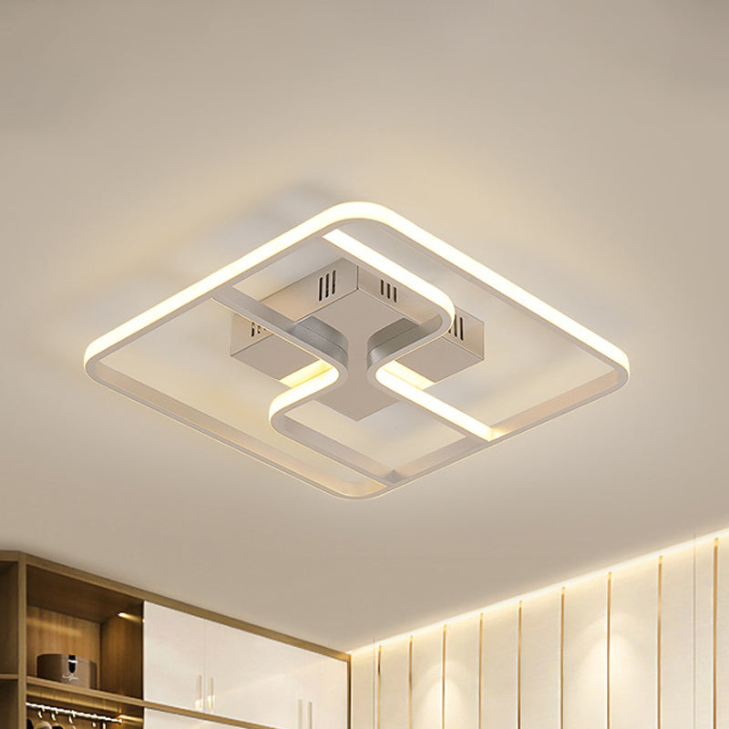 Sleek & Stylish Acrylic Square Led Ceiling Flush Mount Lighting Fixture (18 23.5 W) In Chrome