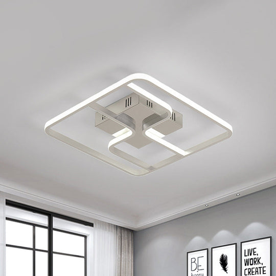 Sleek & Stylish Acrylic Square Led Ceiling Flush Mount Lighting Fixture (18 23.5 W) In Chrome