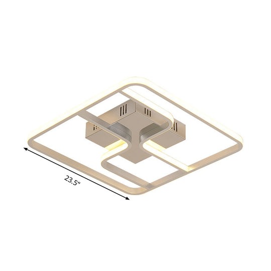 Sleek & Stylish Acrylic Square Led Ceiling Flush Mount Lighting Fixture (18 23.5 W) In Chrome