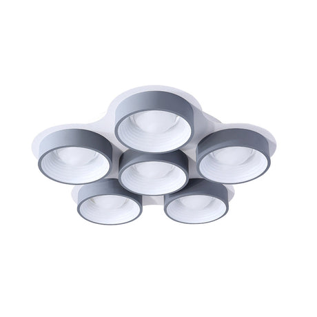 Modern Drum Led Ceiling Lamp - 4/6 Lights Metal 21.5/32.5 W Grey Bedroom Flush Mount Lighting