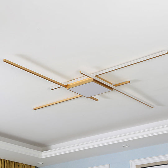 Modern Gold Led Ceiling Mounted Flush Mount Lamp With Acrylic Shade - 69’/82.5’W Linear
