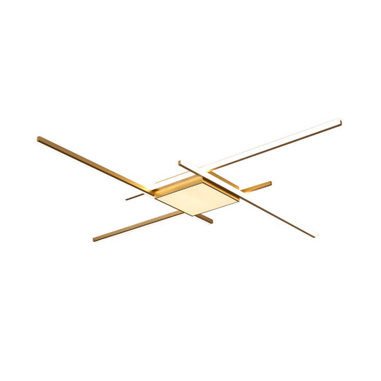 Modern Gold Led Ceiling Mounted Flush Mount Lamp With Acrylic Shade - 69’/82.5’W Linear