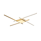 Modern Gold Led Ceiling Mounted Flush Mount Lamp With Acrylic Shade - 69/82.5W Linear