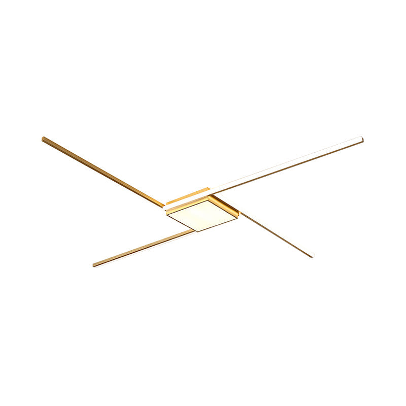Modern Gold Led Ceiling Mounted Flush Mount Lamp With Acrylic Shade - 69’/82.5’W Linear