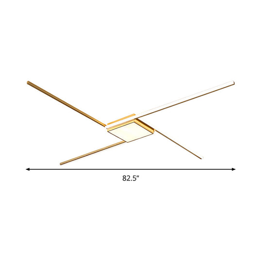 Modern Gold Led Ceiling Mounted Flush Mount Lamp With Acrylic Shade - 69’/82.5’W Linear