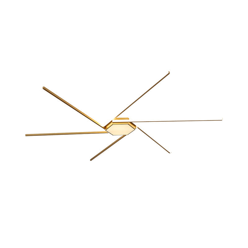Modern Gold Led Ceiling Mounted Flush Mount Lamp With Acrylic Shade - 69/82.5W Linear
