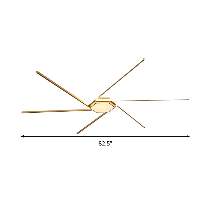 Modern Gold Led Ceiling Mounted Flush Mount Lamp With Acrylic Shade - 69’/82.5’W Linear