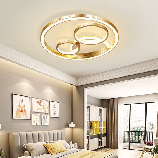 Modern Led Gold Flush Mount Spotlight Ceiling Fixture - 18’/23.5’ W Round Acrylic