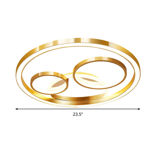 Modern Led Gold Flush Mount Spotlight Ceiling Fixture - 18’/23.5’ W Round Acrylic