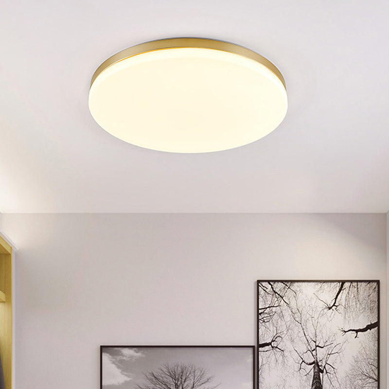 Minimalist Circle Acrylic Led Gold Ceiling Lamp - 15’/19’ Flushmount / 15’
