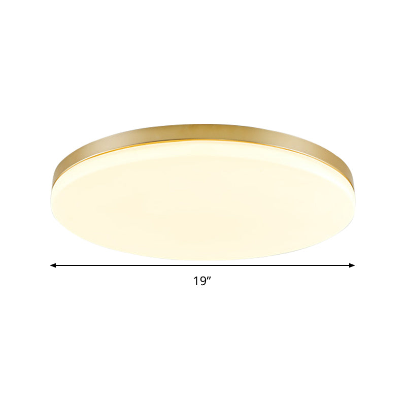 Minimalist Circle Acrylic Led Gold Ceiling Lamp - 15’/19’ Flushmount