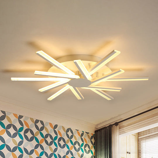 31.5’/39’ Led Living Room Ceiling Light White Semi Flush Fixture With Spiral Acrylic Shade In