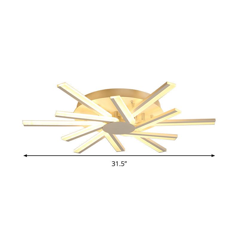 31.5’/39’ Led Living Room Ceiling Light White Semi Flush Fixture With Spiral Acrylic Shade In